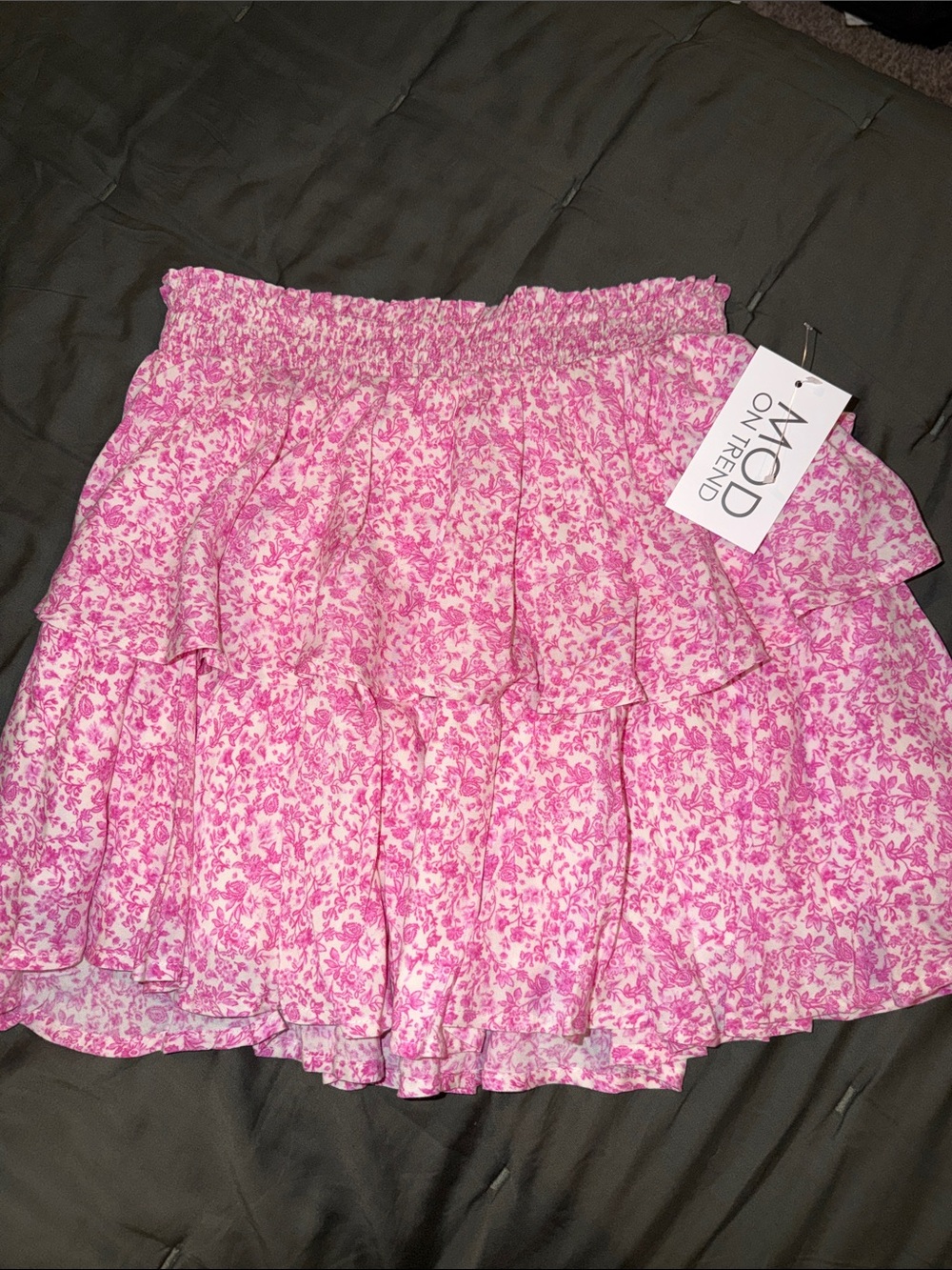 MOD on Trend Pink Floral Ruffled Mini Skirt